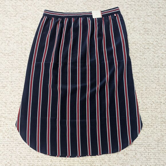 Tommy Hilfiger Womens Sz L A-Line Striped Pocketed Skirt Preppy Nautical Sporty - Picture 2 of 4